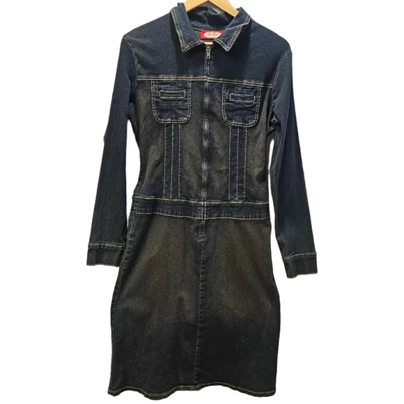 Bebop Dresses | Vintage Y2k Be Bop Usa Denim Bodycon Midi Dress Womens Size Large | Color: Blue | Size: L | Garnseymichelle's Closet